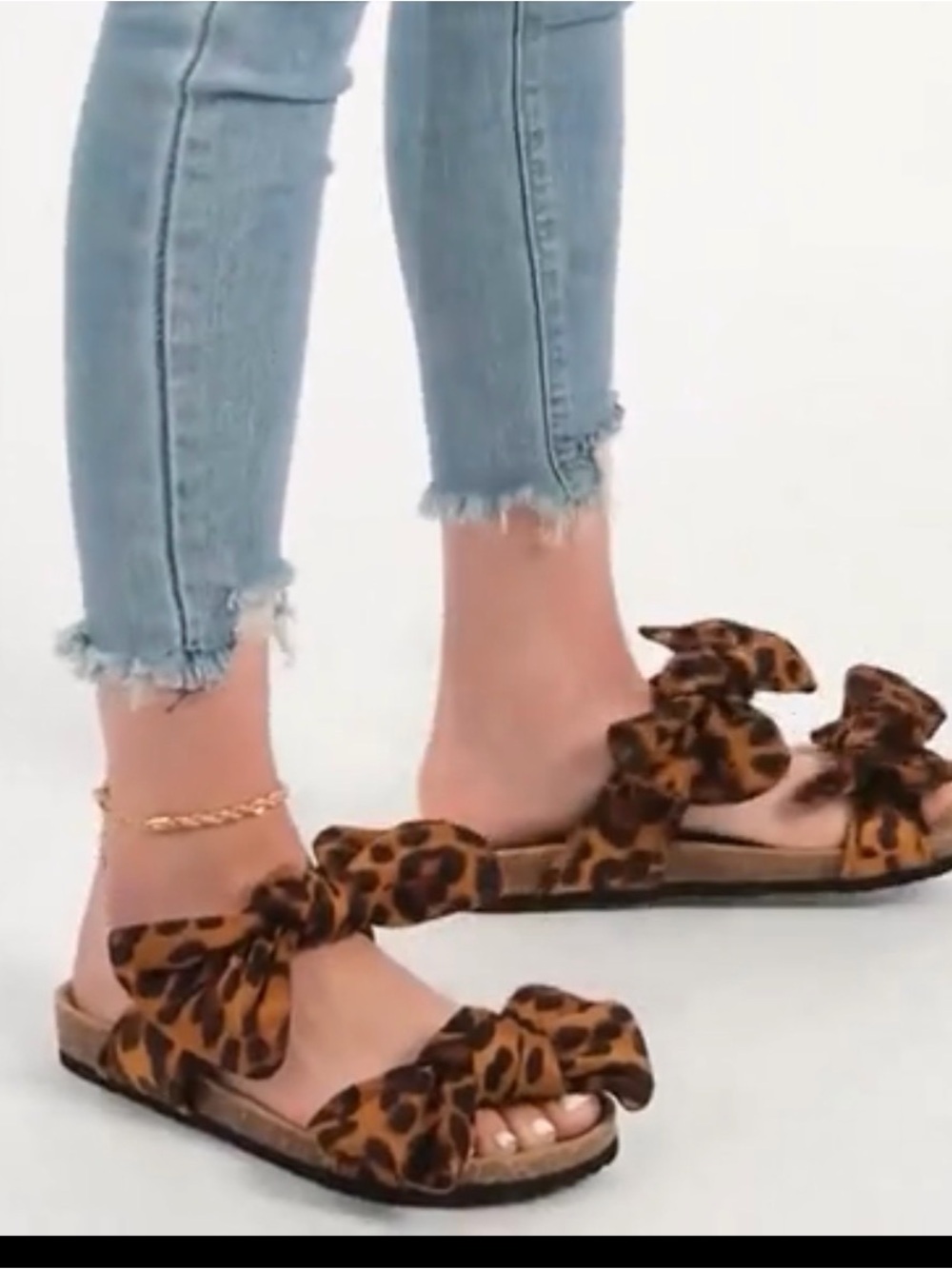 Leopard Bow Slide Sandals - Women